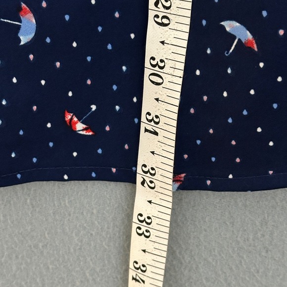 Catherines Womens Top Plus 1X Navy Blue‎ Umbrella Pattern V Neck Tunic Classid - Picture 9 of 11